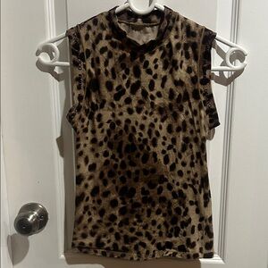SKIMS x Dolce & Gabbana Cotton Jersey Mock Neck Tank in Leopard